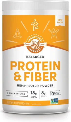 Vista 8 de Manitoba Harvest Proteína equilibrada y polvo de fibra, sin azúcar, 32 oz