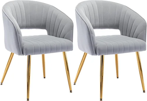 Vista 12 de ABET Juego de 2 sillas de comedor de terciopelo, rayas modernas con patas doradas, color negro