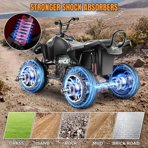 Vista 5 de Hikole ATV XL de 24 V, 4 ruedas para niños de 6 a 14 años, 2 plazas
