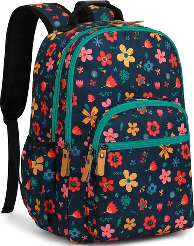 Vista 83 de Leaper Mochila para laptop para mujer: linda mochila floral para escuela, universidad, viajes, trabajo, mochila ligera para niños, Negro margarita