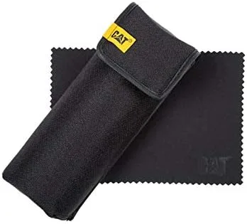 Vista 2 de Caterpillar - Gafas de sol (montura de goma negra mate), color negro mate, templo negroamarillo, lentes de humo sólido, polarizadas (CTS-GRADER-104P)