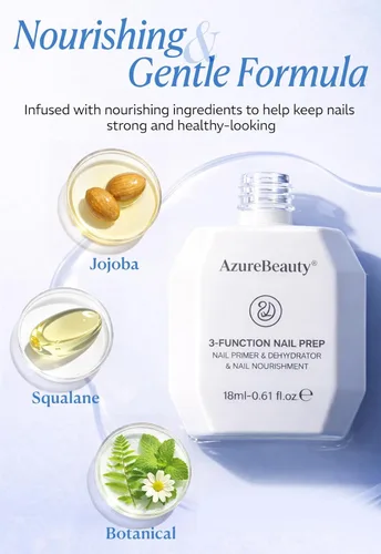 Vista 7 de AZUREBEAUTY Deshidratador de uñas de 0.6 fl oz y capa base de imprimación, preparación nutritiva de uñas 3 en uno, sin ácidos y sin hema, secado