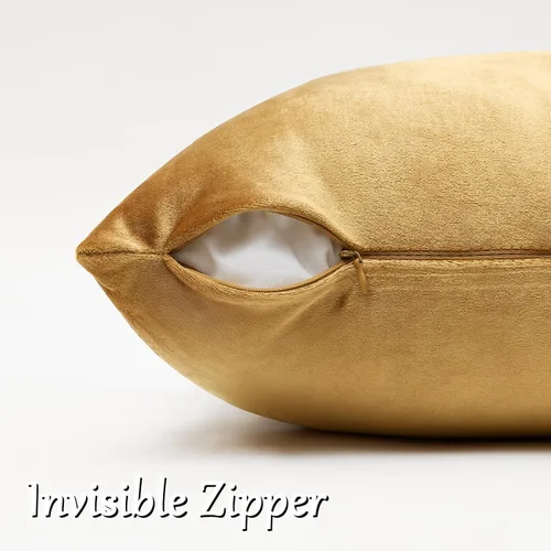 Vista 4 de GIGIZAZA Juego de 2 fundas de almohada doradas de terciopelo de 20 x 20 pulgadas para sofá Almohadas para sofá, tela texturizada suave de 9.88