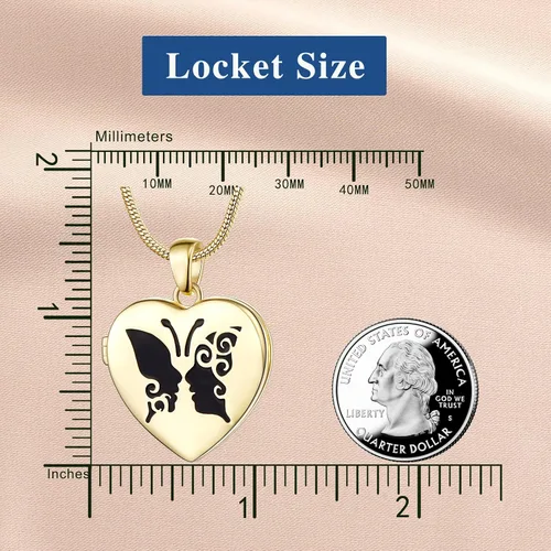 Vista 6 de Fanery Sue Personalized Heart Locket Necklace that Holds Pictures, Customize Photo Pendant Picture Jewelry Mothers Day Gifts for Women