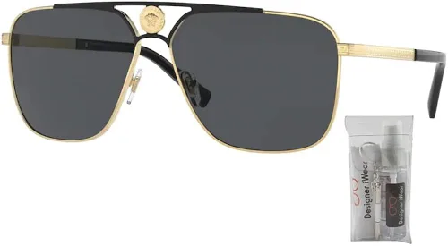 Vista 2 de Versace VE2238 Rectangle Sunglasses for Men BUNDLE With Designer iWear Complimentary Eyewear Kit