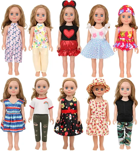 Vista 15 de MSYO 10 juegos (19 piezas) de ropa de muñeca para muñecas de 17 a 18 pulgadas, trajes diversos