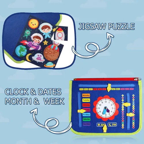 Vista 8 de Guolely Busy Board Montessori - Juguete para niños de 3 a 6 años, tablero sensorial de desarrollo de actividades educativas para habilidades motoras