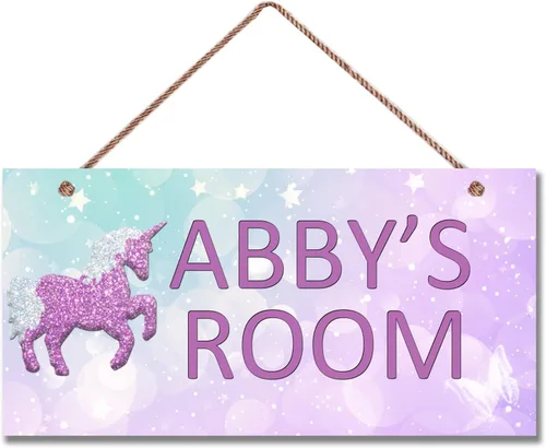 Vista 7 de Letrero personalizado, letrero mágico de unicornio, unicornio arcoíris para habitación de niños, decoración de pared con nombre personalizado