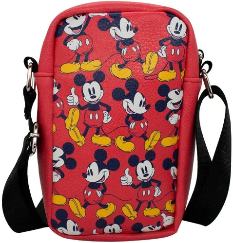 Vista 3 de Disney Bolso Crossbody Mickey Mouse Poses De Pie Esparcido Rojo Vegano Cuero, Rojo