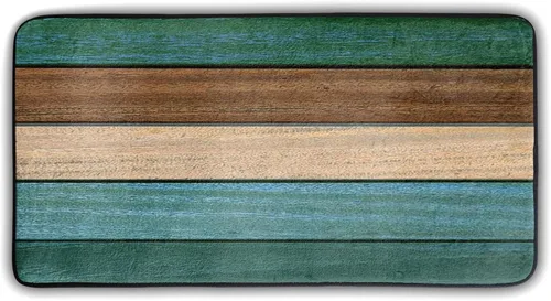 Vista 10 de Tapete de cocina con estampado de tablero de madera para piso, tablones marrones rústicos, acolchado, antifatiga, lavable, tapete de espuma