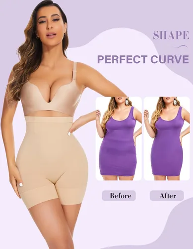 Vista 4 de YADIFEN Pantalones cortos moldeadores para mujer con control de abdomen, cintura alta, faja moldeadora para mujer, pantalones cortos moldeadores