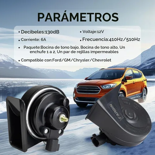 Vista 8 de FARBIN Bocina de Reemplazo para Bocina de Auto Ford Compatible con Ford f150 f250 focus con Convertidor de Enchufe 1 a 2