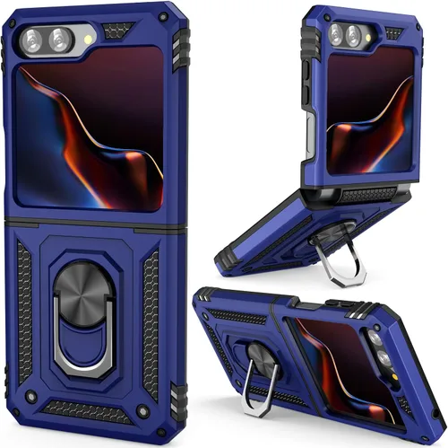 Vista 11 de ADDIT Z Flip 5 - Funda para Samsung Galaxy Z Flip 5, con anillo de soporte, soporte ajustable, grado militar, protección resistente, a prueba