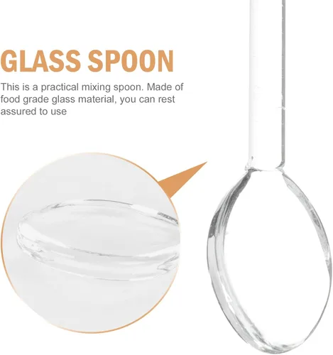 Vista 9 de Cuchara de café de cristal, cuchara mezcladora de barra, cucharas de mango largo, agitadores de té, cucharaditas pequeñas transparentes para té