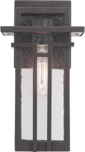 Vista 2 de Progress Lighting Boxwood Collection - Farol de pared pequeña de cristal transparente con semillas Craftsman, para exteriores, bronce antiguo, 11.75