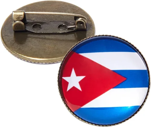 Vista 2 de 5 pines redondos de bandera de Cuba de 1 pulgada, alfileres de solapa, regalos de fiesta, pin patriótico para hombresmujeres, broche de bandera
