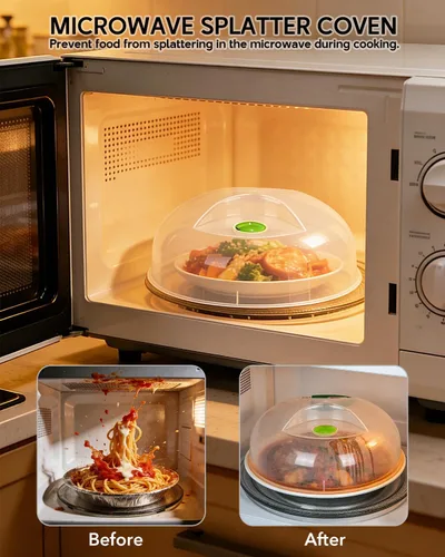 Vista 2 de Cubierta para salpicaduras de microondas, cubierta de microondas para alimentos, cubierta grande para placa de microondas con rejillas