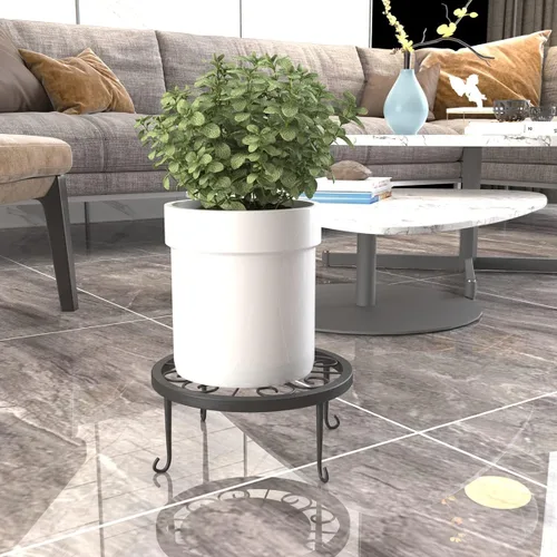 Vista 5 de TYZ Juego de 3 soportes de metal para plantas en maceta (negro)