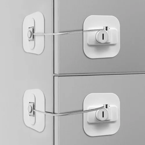 Vista 8 de Cerradura para refrigerador con llave, cerraduras para refrigerador, congelador, armarios y cajones, freidora de aire para horno, armarios