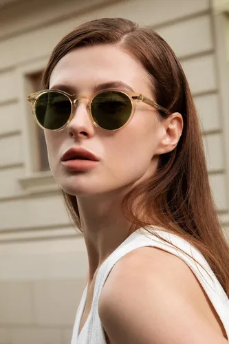 Vista 80 de CARFIA Gafas de sol polarizadas de acetato redondo para mujer, protección UV de cara pequeña con funda de cuero CA5288