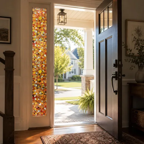 Vista 3 de UNI - Adhesivos 3D para ventana, diseño de piedra de río, color ámbar, 37.4 Ámbar Riverstone