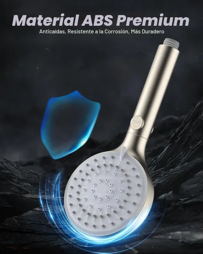 Vista 6 de FASDUNT Cabezal de ducha con mano, cabezal de ducha de mano de alta presión con manguera de acero inoxidable extra larga de 80 pulgadas y soporte