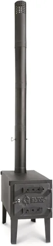 Vista 3 de Guide Gear Estufa de leña grande para exteriores portátil con tubo de chimenea para cocinar, acampar, tienda de campaña, senderismo, pesca, mochilero