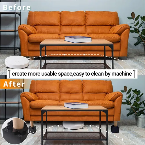 Vista 6 de Elevadores de madera de 3.5 pulgadas con almohadilla de goma antideslizante, elevadores de muebles resistentes y seguros, elevadores de cama Large