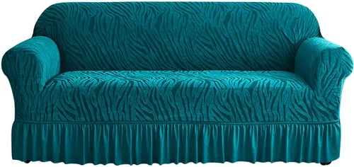 Vista 10 de MBROS Funda de sofá con falda, funda de sofá de alta elasticidad, protector de muebles para sala de estar, tela elástica de elastano, funda de sofá