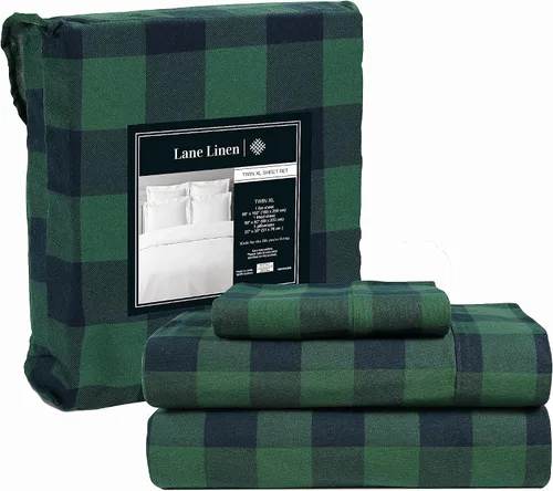 Vista 35 de LANE LINEN Sábanas de franela 100% algodón, doble cepillado para mayor suavidad, ropa de cama transpirable de algodón ligero tamaño matrimonial