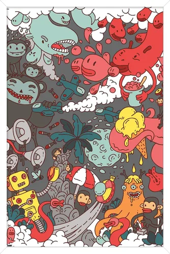 Vista 13 de Trends International Party Pooper - Póster de pared, 22.4 pulgadas de largo x 14.7 pulgadas, versión enmarcada en madera de granero Versión