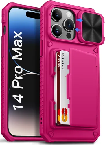 Vista 41 de Vihibii Funda para iPhone 13 Pro Max/iPhone 12 Pro Max con tarjetero (4 tarjetas) [bloqueo RFID] y cubierta de cámara deslizante, protección contra