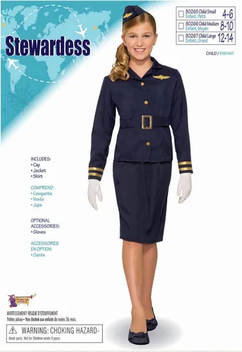 Vista 2 de Forum Novelties Disfraz de asistente de vuelo para niños como se muestra XL