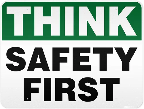 Vista 13 de Think Safety First Sign, 10 x 7 pulgadas, libre de óxido, aluminio 040, resistente a la decoloración, fabricado en Estados Unidos por My Sign Center