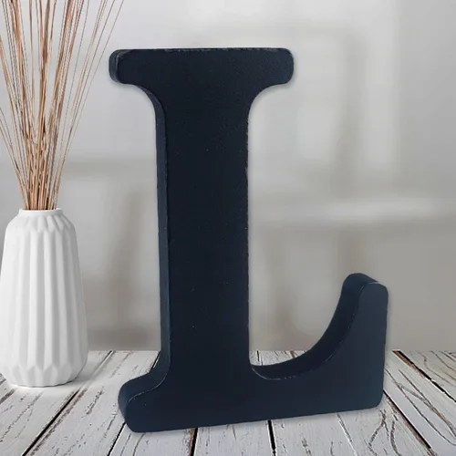 Vista 19 de AOCEAN Letras de madera negra de 6 pulgadas Letras de madera sin terminar para decoración de pared Letras decorativas de pie Rebanadas Tablero