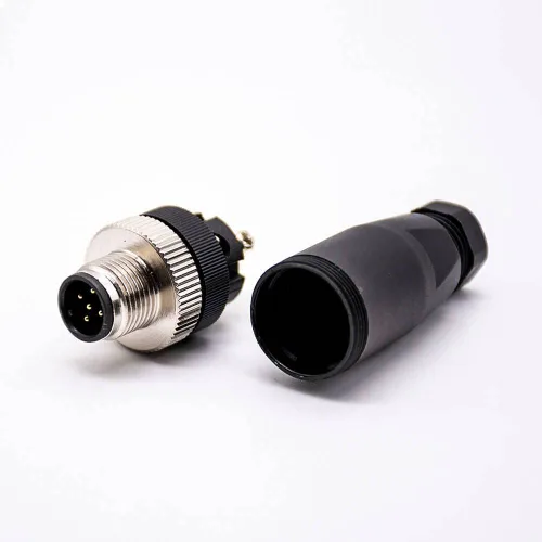Vista 5 de Elecbee 5 unids M12 5 pines macho A-Code campo instalable tornillo terminación desblindaje para 22AWG 0.34mm² cable