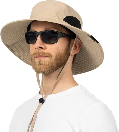 Vista 18 de SUN CUBE Sombrero de ala ancha para hombres y mujeres, sombreros de pesca, protección solar UV, sombrero de pescador, sombrero de pescador
