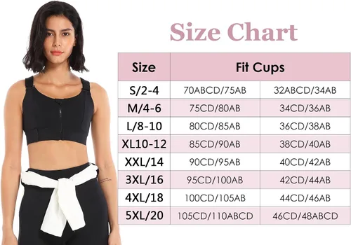 Vista 2 de Sujetador deportivo para mujer, yoga, entrenamiento, alto impacto, cierre frontal, sin mangas, tirantes ajustables, sostén de espalda cruzada