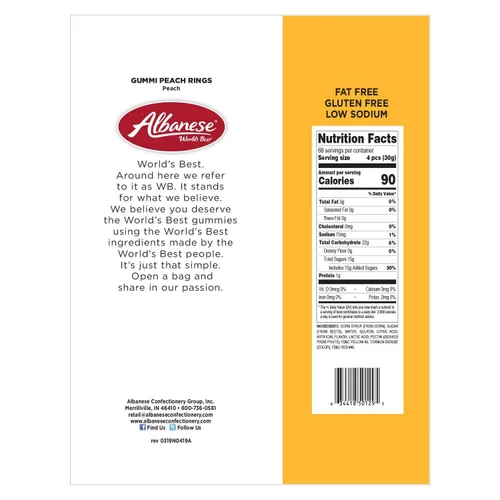 Vista 3 de Albanese - Gomitas de anillos de melocotón, 4.5 libras de caramelo