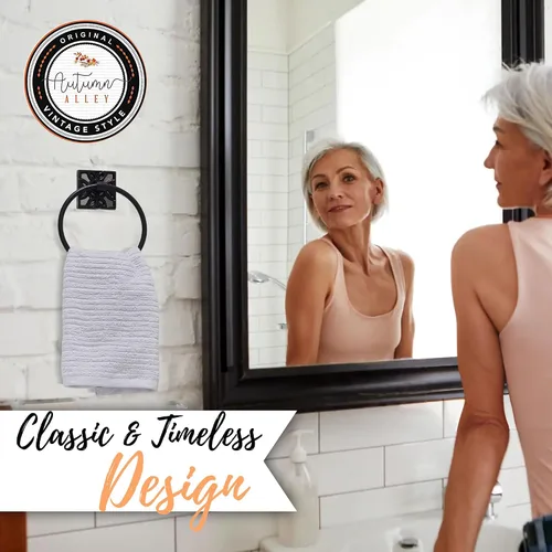 Vista 6 de Autumn Alley Toallero de baño, soporte para toallas de mano negro mate, soporte de pared moderno para baño y cocina, accesorios de baño negros