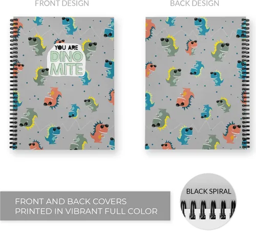 Vista 3 de Gotcha Covered Notebooks You Are Dino-Mite - Cuaderno de espiral para niños, 8.5 x 11 pulgadas, 120 páginas con rayas anchas, tapa blanda laminada