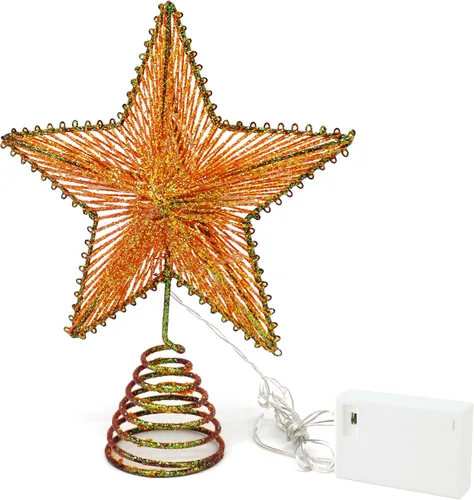 Vista 14 de CVHOMEDECO. Estrella Negra para la Copa del Árbol con Luces LED Blanco Cálido y Temporizador para Adornos de Remate de Árbol de Navidad y Decoración