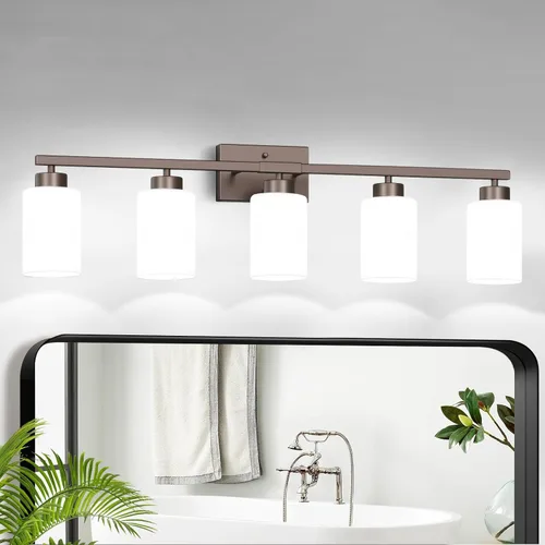 Vista 21 de IZORRO Lámparas de baño, modernas luces de tocador, accesorios de iluminación de baño sobre espejo con pantalla de vidrio transparente, aplique