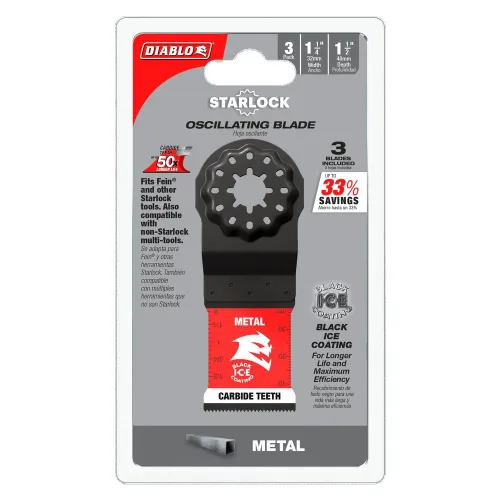 Vista 2 de Diablo Amped Steel Demon Starlock - Hoja oscilante de dientes de carburo para metal, ancho de corte de 1-1/4 pulgadas, profundidad de corte de 1-1/2