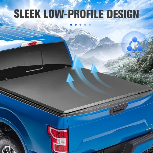 Vista 6 de Cubierta Tonneau enrollable suave de 6 pies para 2005-2024 Frontier 2009-2012 Suzuki Equator 6 pies (73.3 pulgadas) cama Styleside Fleetside