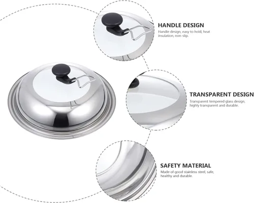 Vista 5 de Operitacx Tapa de olla de acero inoxidable Cubierta de wok de acero inoxidable Cubierta universal para ollas Utensilios de cocina Tapa de cocina