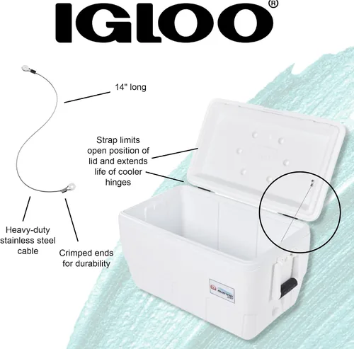 Vista 2 de Igloo Cooler - Correa para tapa de cable, 14 pulgadas, acero inoxidable resistente