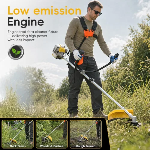 Vista 3 de 52cc Gas Weed Wacker, 2-in-1 String Trimmer & Brush Cutter