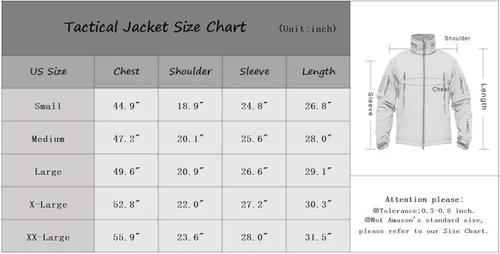 Vista 4 de MAGCOMSEN - Chaqueta táctica para hombre de invierno con forro polar y bolsillos múltiples para esquiar impermeable forrada