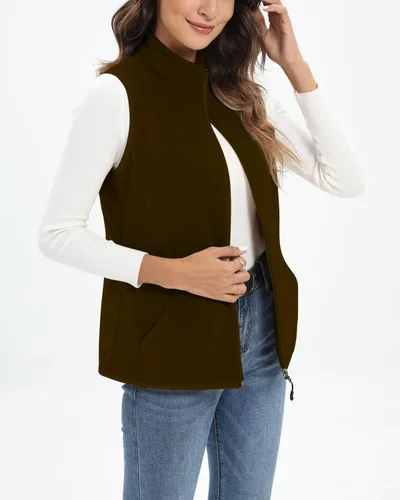 Vista 3 de Xeoxarel Chaleco de forro polar para mujer con 6 bolsillos (XS-2XL)